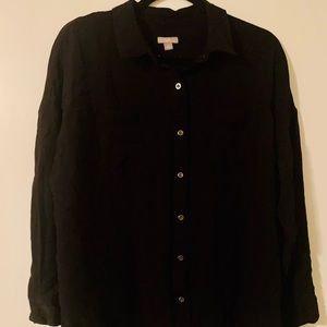 J.Jill Black Long Sleeve Button-Down Shirt